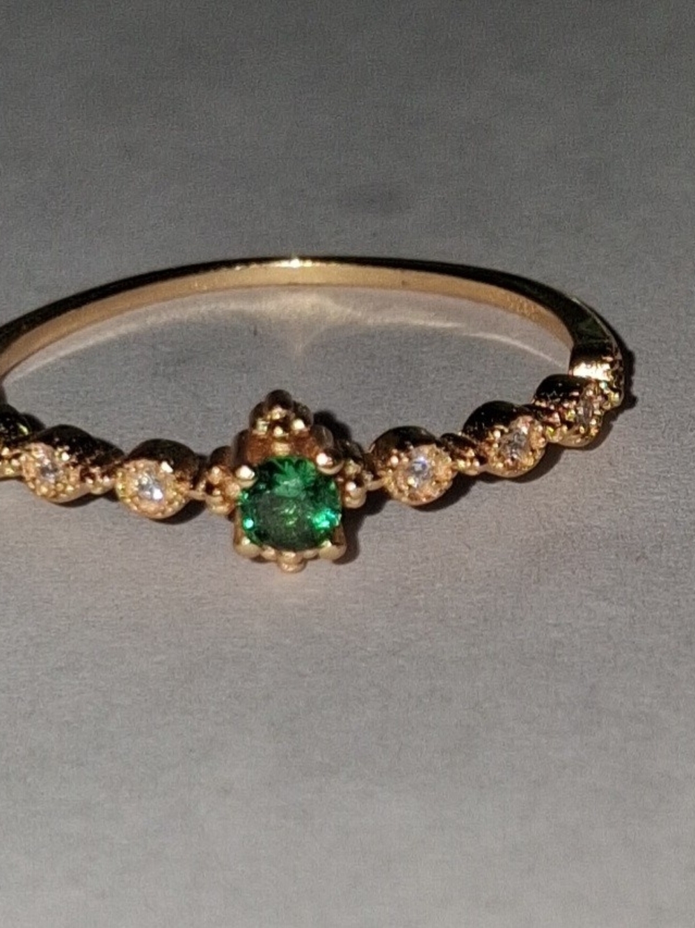 18k Gold Sterling Silver Emerald Ring